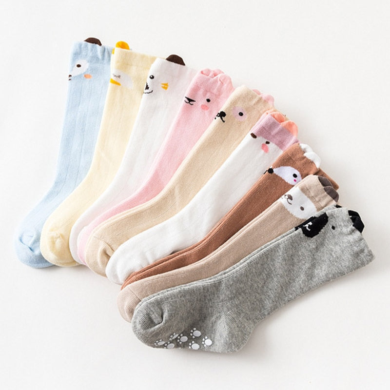 Knee Length Baby Anti Slip Socks 3 Pairs Set