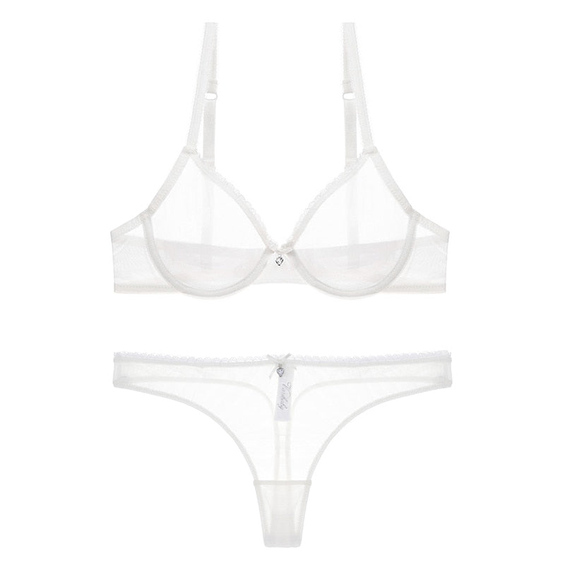 Women's Sheer Bra and Thong 2 Pcs Set