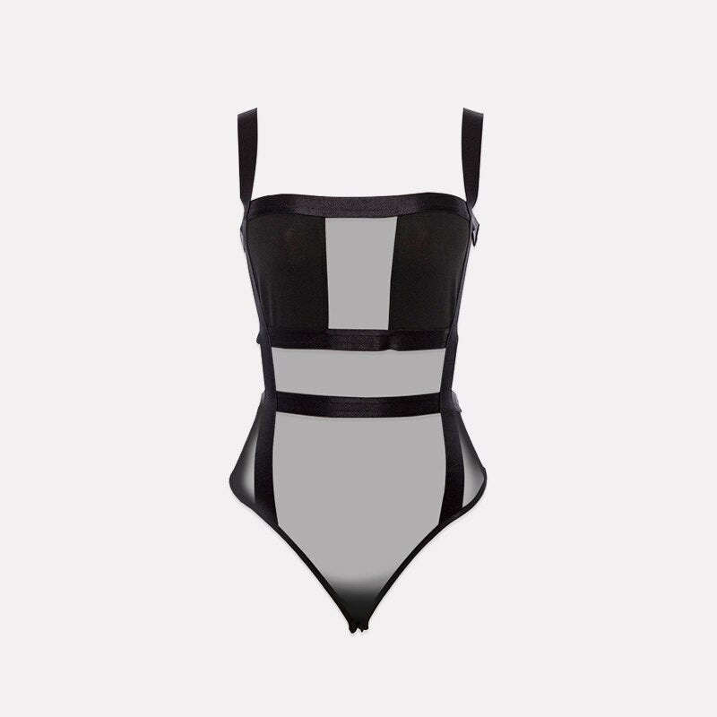 Women's Black Mesh Bodysuit