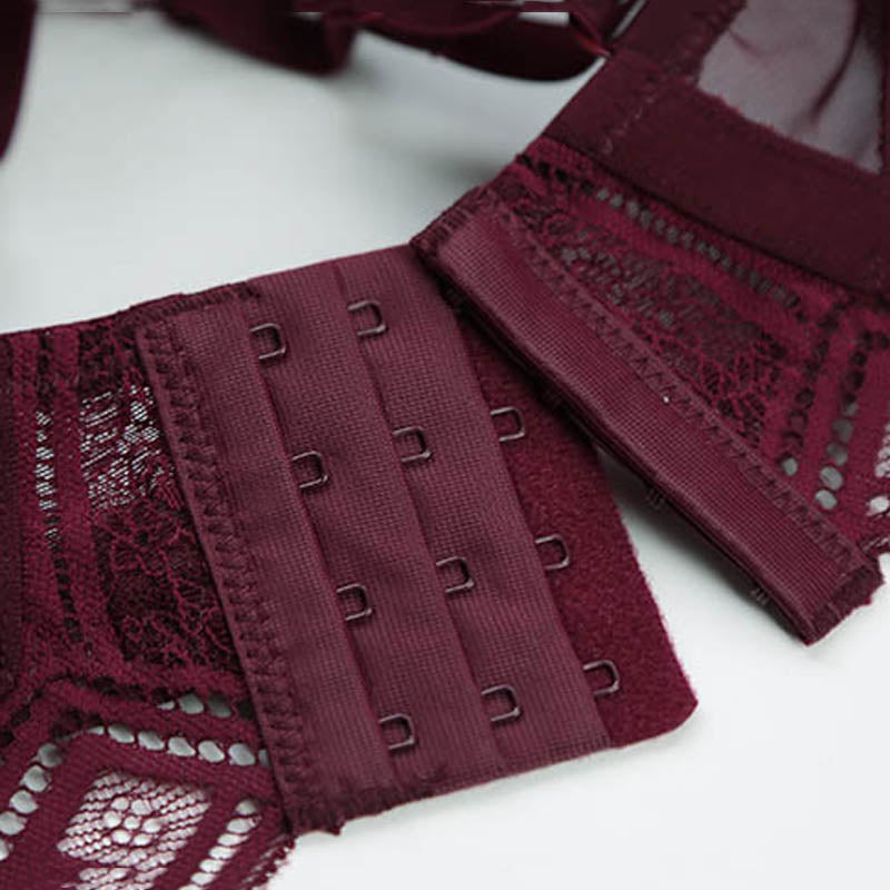 Hollow Lace Push-up Bra and Panty Set for Women