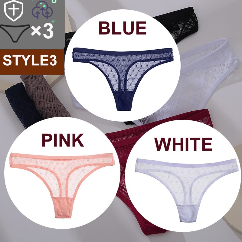 Women's Sheer Lace Panties 3 Pcs Set