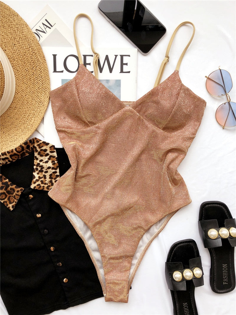 Shiny Women's High Cut Bodysuit