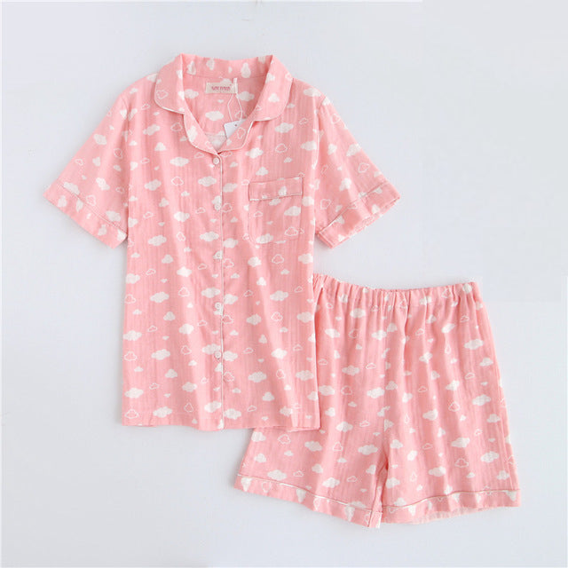 Cotton Short Sleeve Pajamas Women