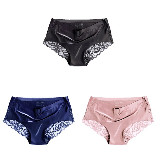 Women's Lace Trim Seamless Panties 3 Pcs