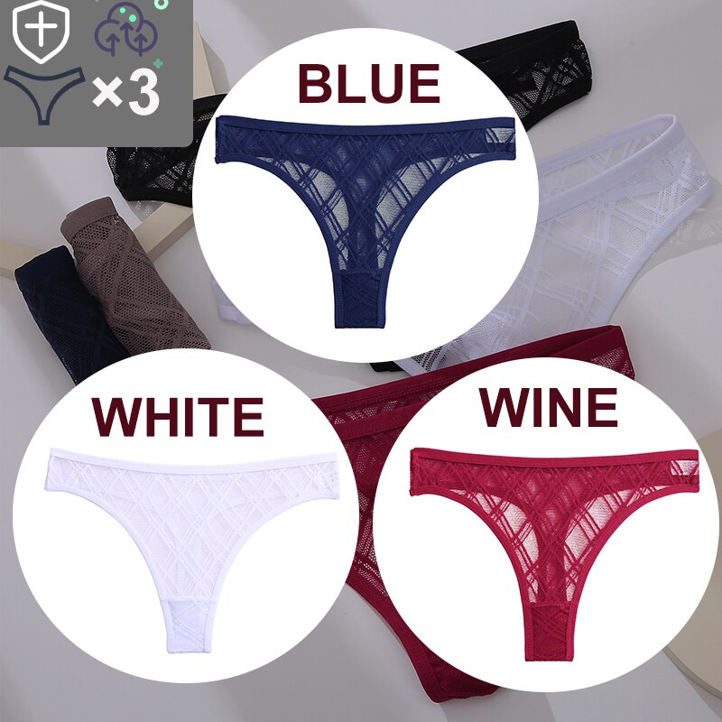 Women's Sheer Lace Panties 3 Pcs Set