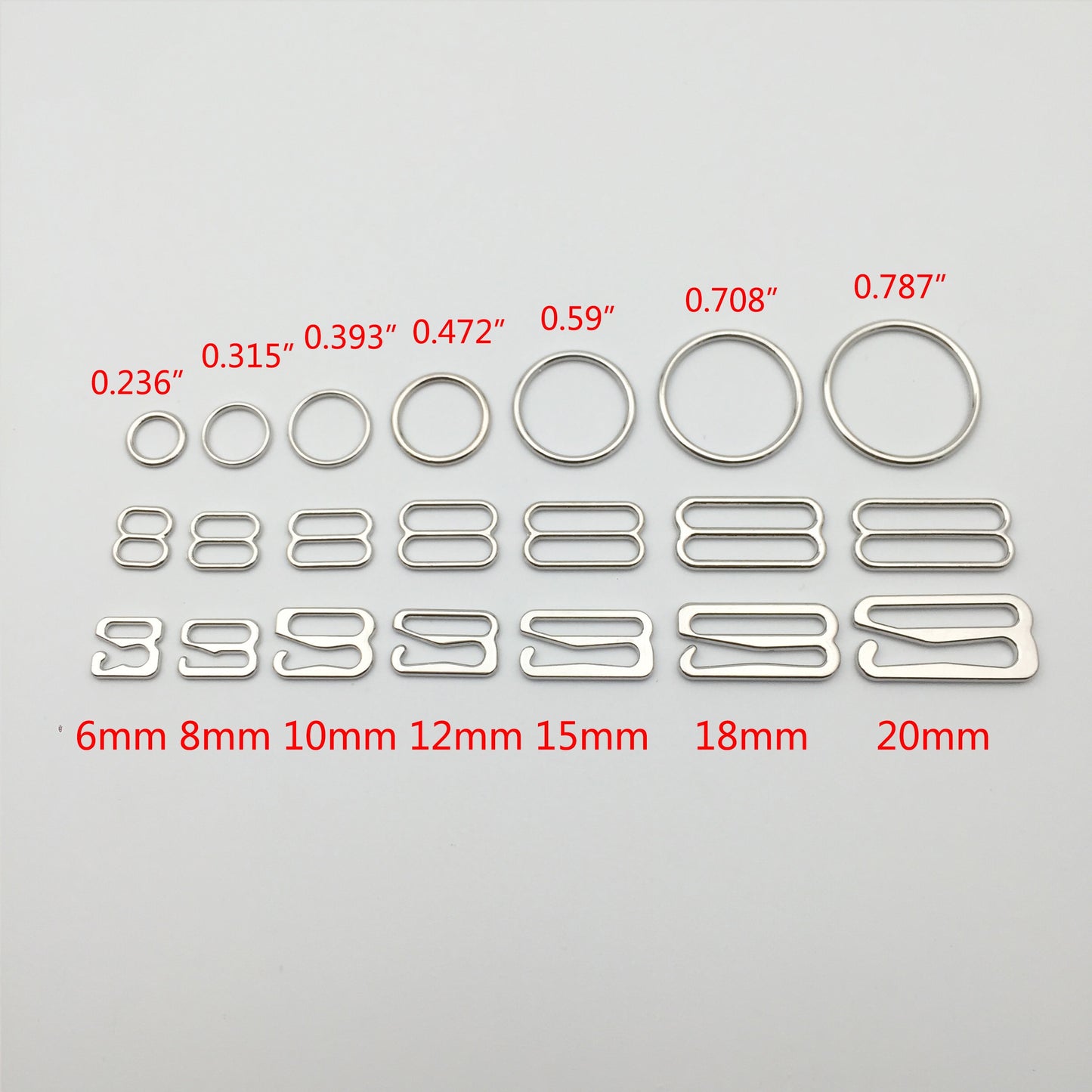 Set of 100 Bra O-Rings in Multiple Sizes
