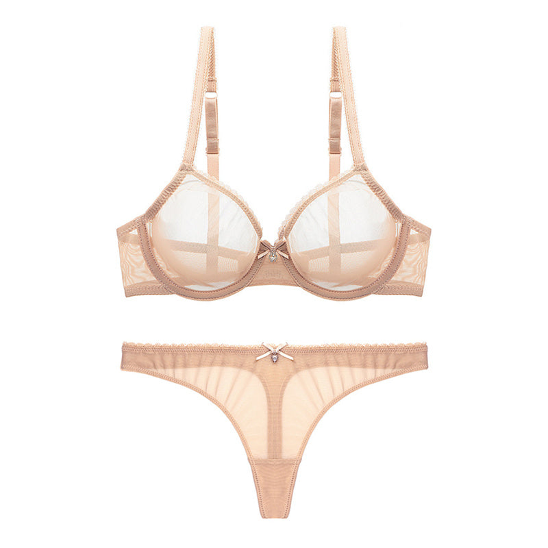 Women's Sheer Bra and Thong 2 Pcs Set