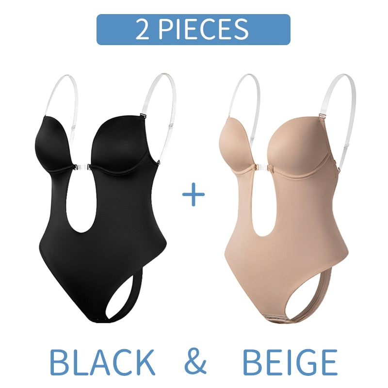 Backless Deep V-Neck Body Shaper