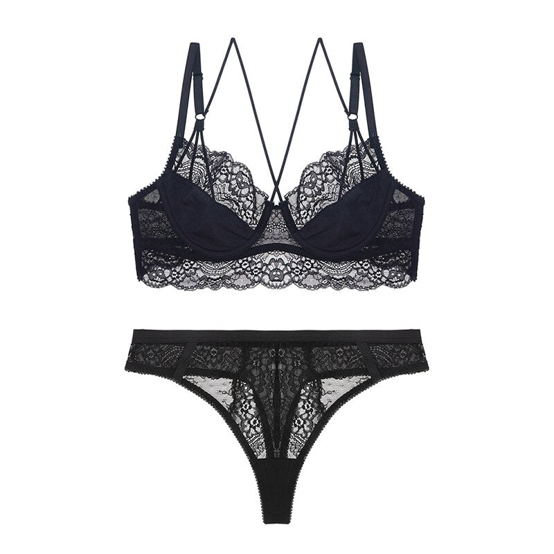 Ultra Thin Floral Lace Underwear Set