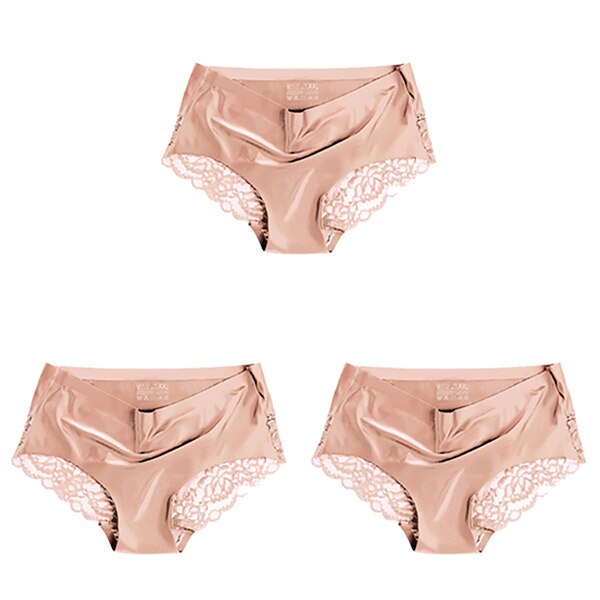 Women's Lace Trim Seamless Panties 3 Pcs
