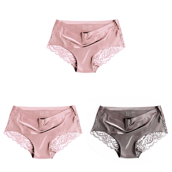 Women's Lace Trim Seamless Panties 3 Pcs