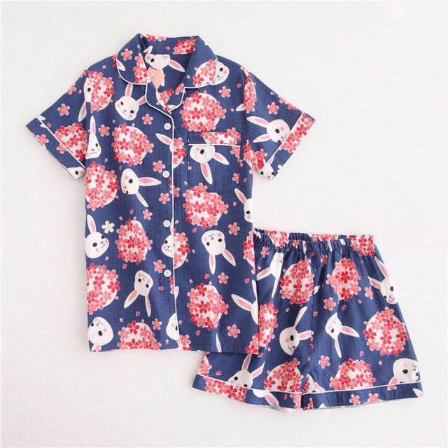 Cotton Short Sleeve Pajamas Women
