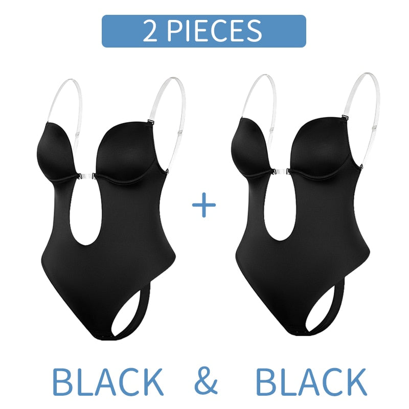 Backless Deep V-Neck Body Shaper