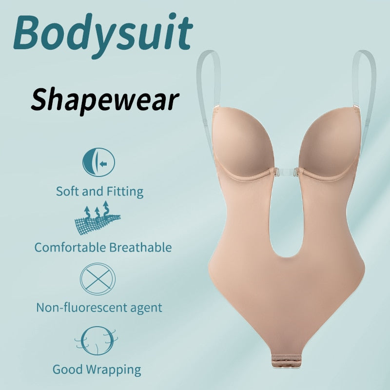 Backless Deep V-Neck Body Shaper
