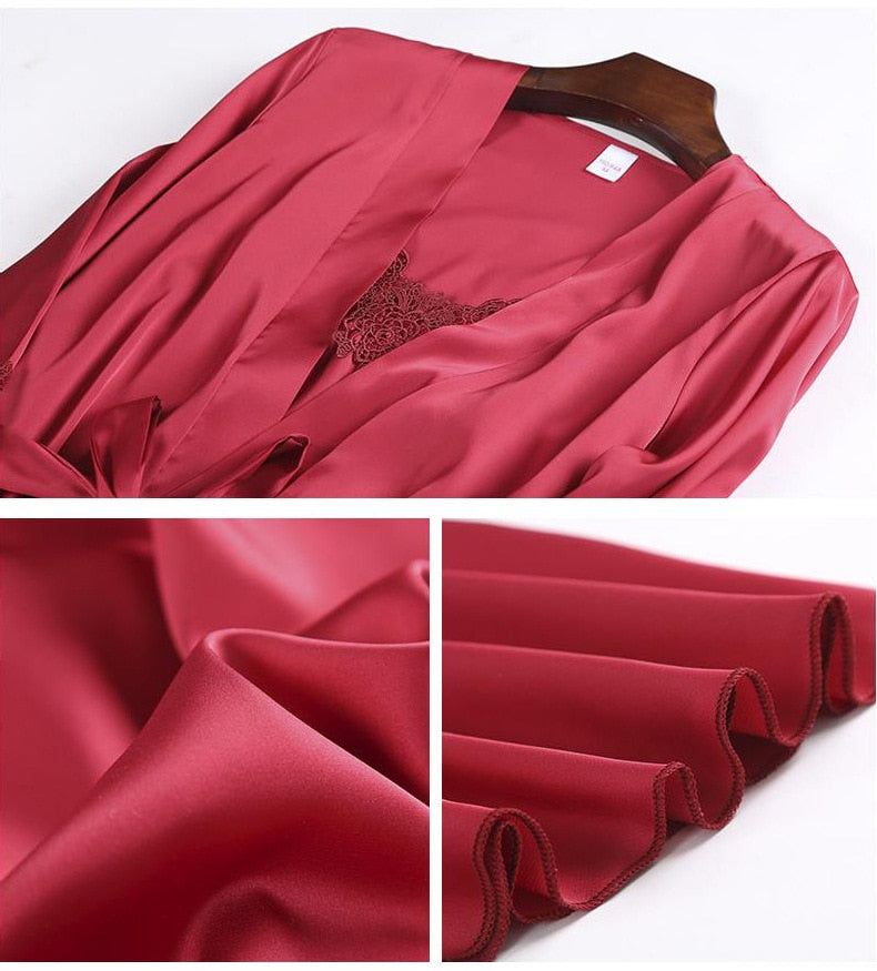 Women's Winter Silk Pajama 5 pcs Set