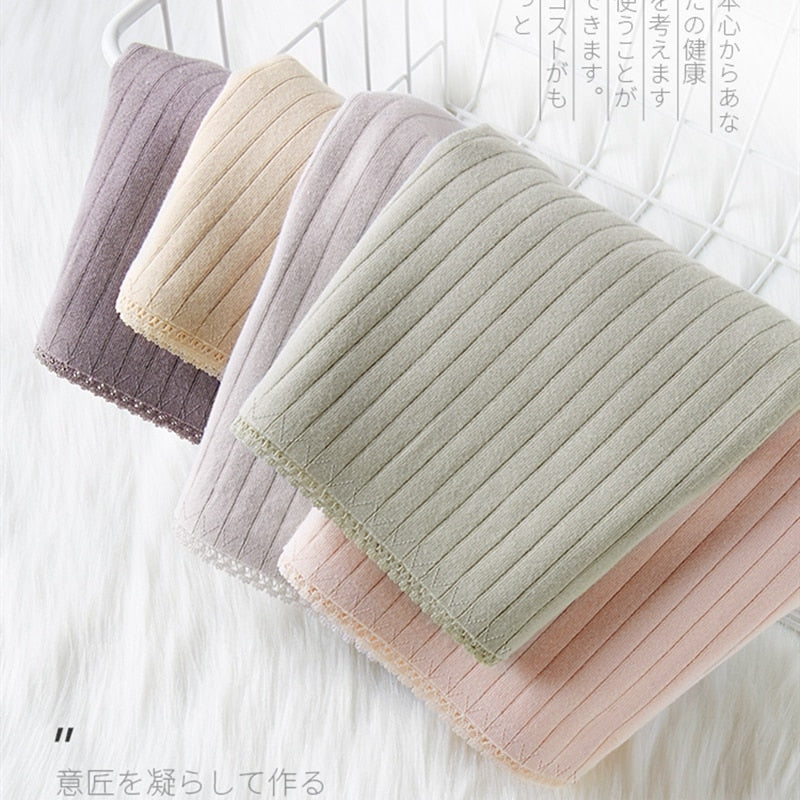 Women's Basic Ribbed Cotton Panties 4 Pcs Set