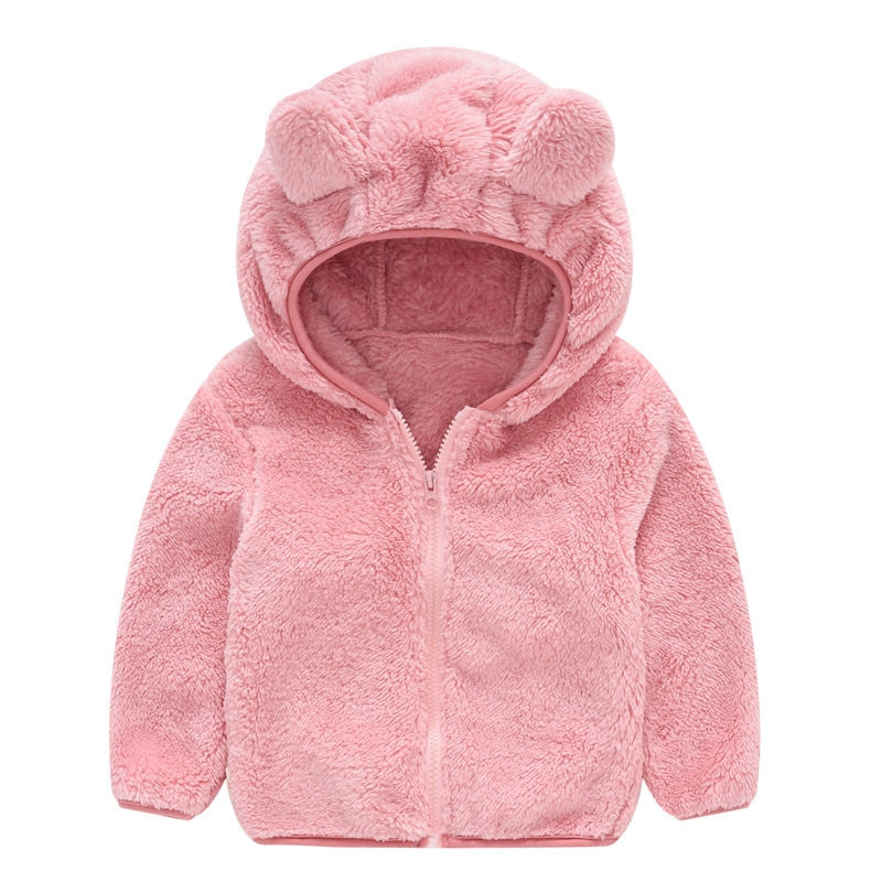 Fleece Baby Coat with Bear Ears