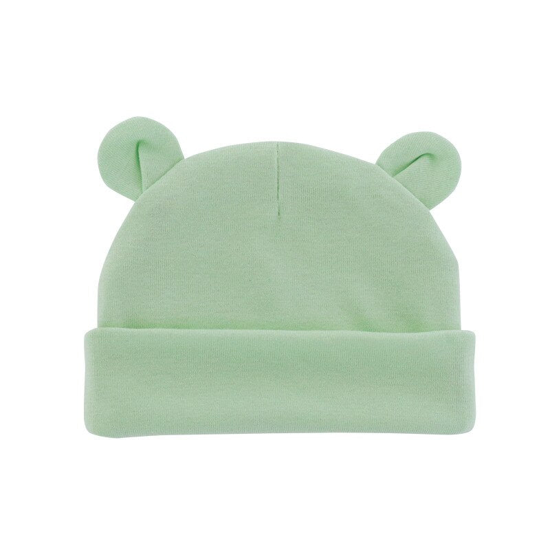 Solid Cotton Newborn Baby Hat with Ears