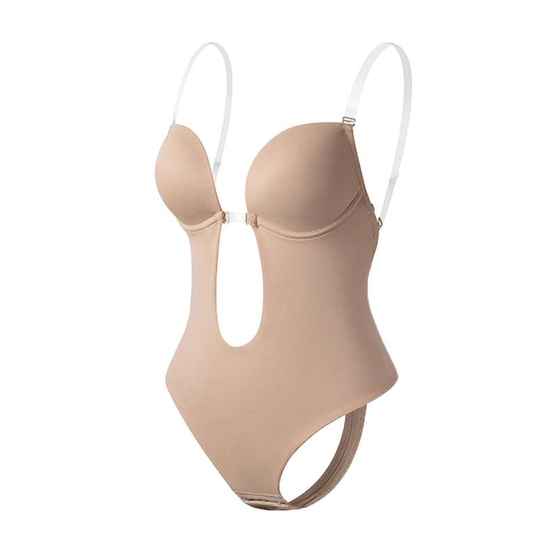 Backless Deep V-Neck Body Shaper