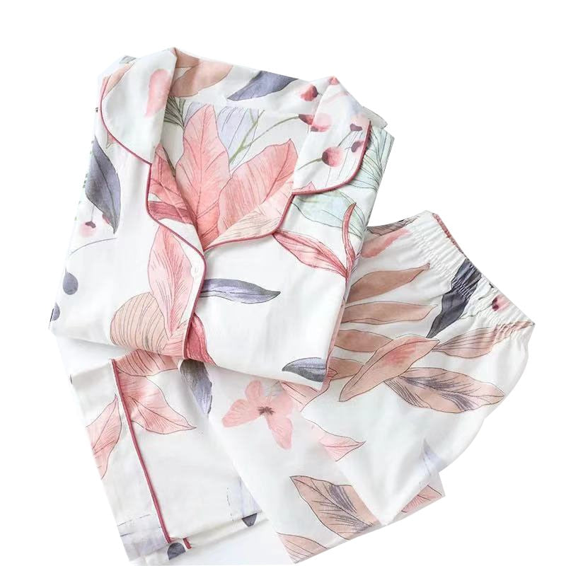 Women's Leaves Printed Pajama Set