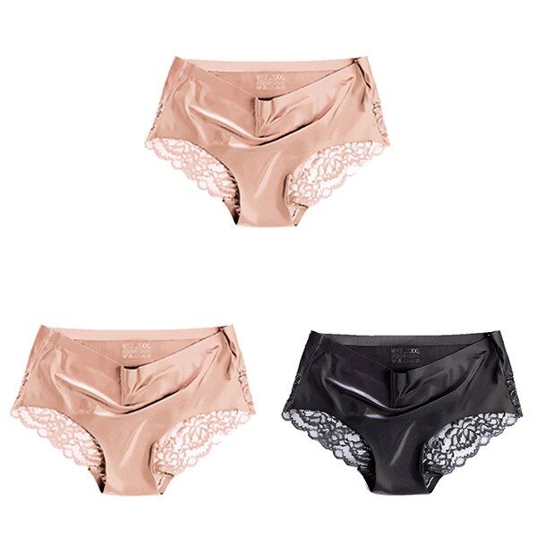 Women's Lace Trim Seamless Panties 3 Pcs