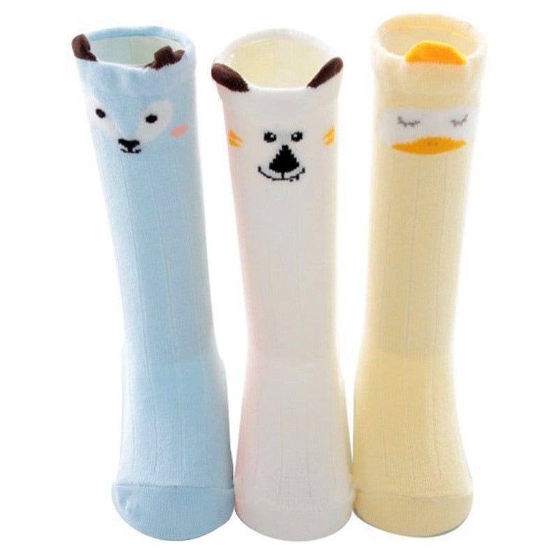 Knee Length Baby Anti Slip Socks 3 Pairs Set