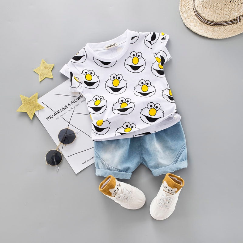 Baby Boy T-Shirt / Shorts Suit with Cartoon Print