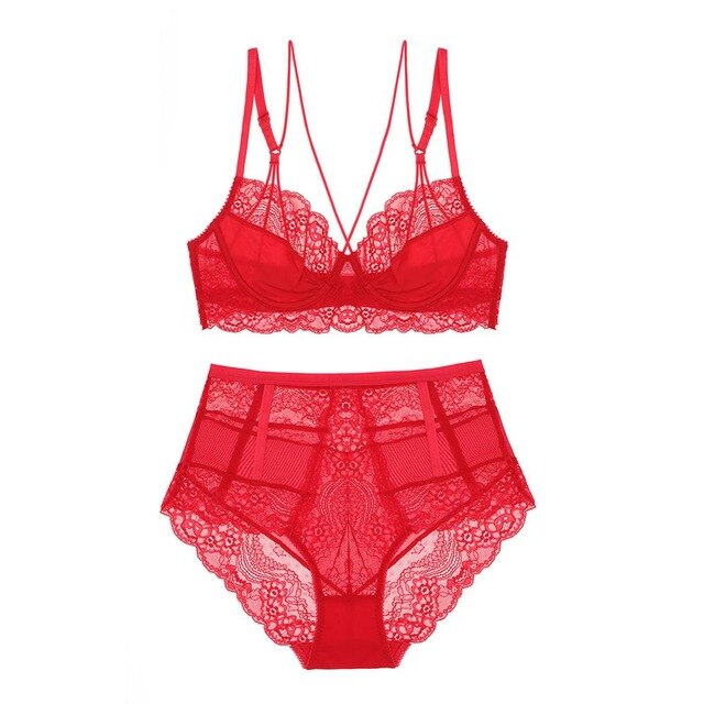 Ultra Thin Floral Lace Underwear Set