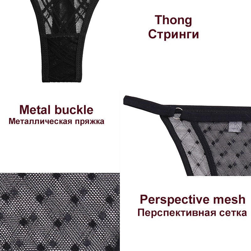 Women's Sheer Lace Panties 3 Pcs Set
