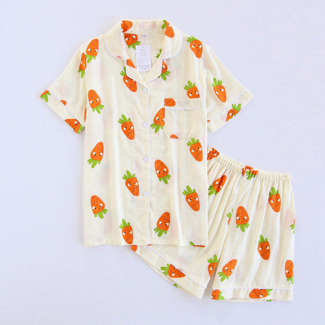 Cotton Short Sleeve Pajamas Women