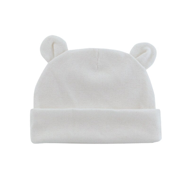 Solid Cotton Newborn Baby Hat with Ears