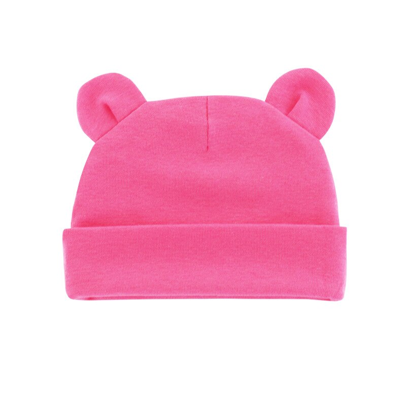 Solid Cotton Newborn Baby Hat with Ears