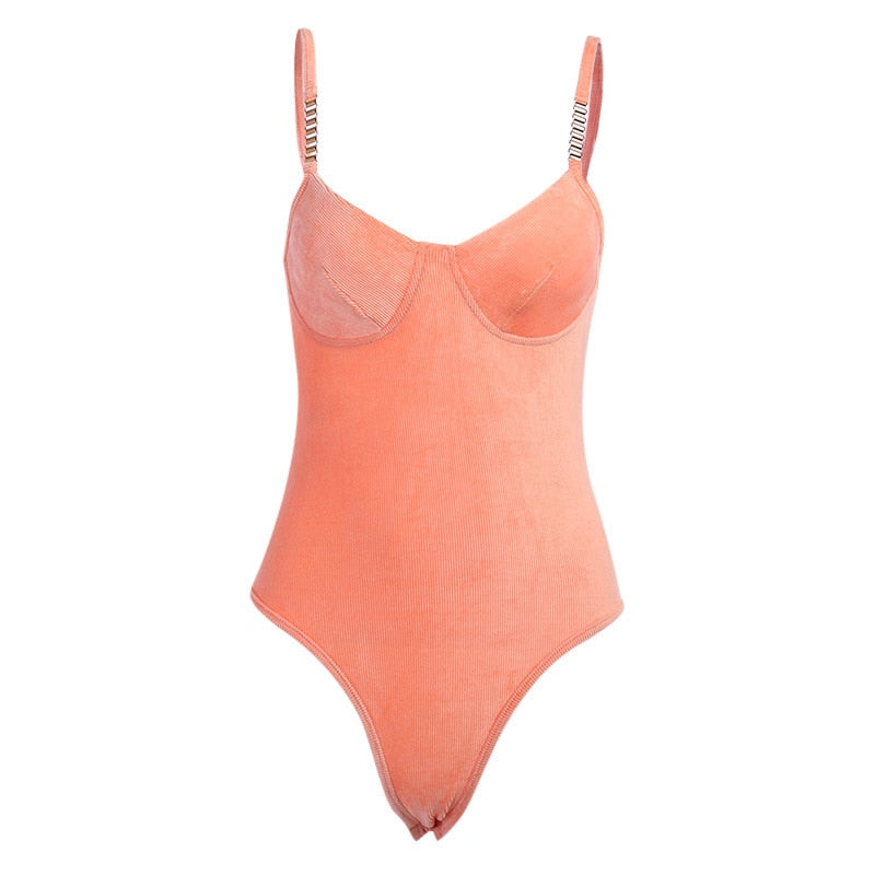 Spaghetti Strap Bodycon Bodysuit for Women