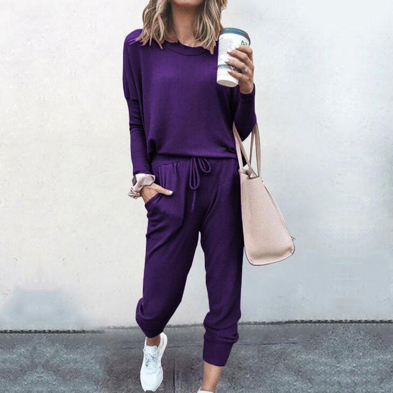 Cotton and Polyester O-Neck Pajamas Set