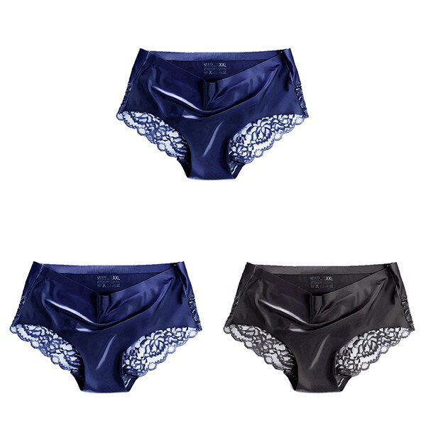 Women's Lace Trim Seamless Panties 3 Pcs