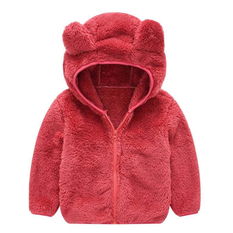 Fleece Baby Coat with Bear Ears