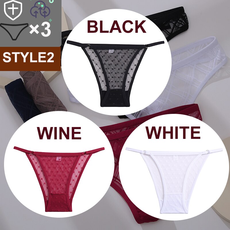 Women's Sheer Lace Panties 3 Pcs Set