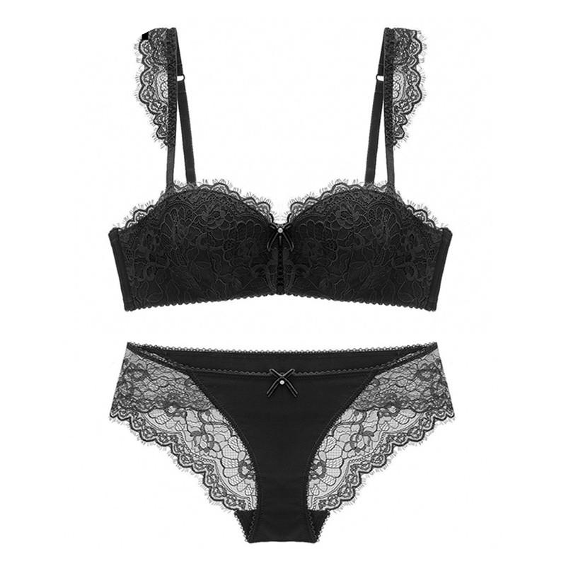 Women's Deep V Push Up Bra Panty Set