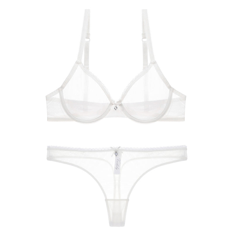 Women's Sheer Bra and Thong 2 Pcs Set