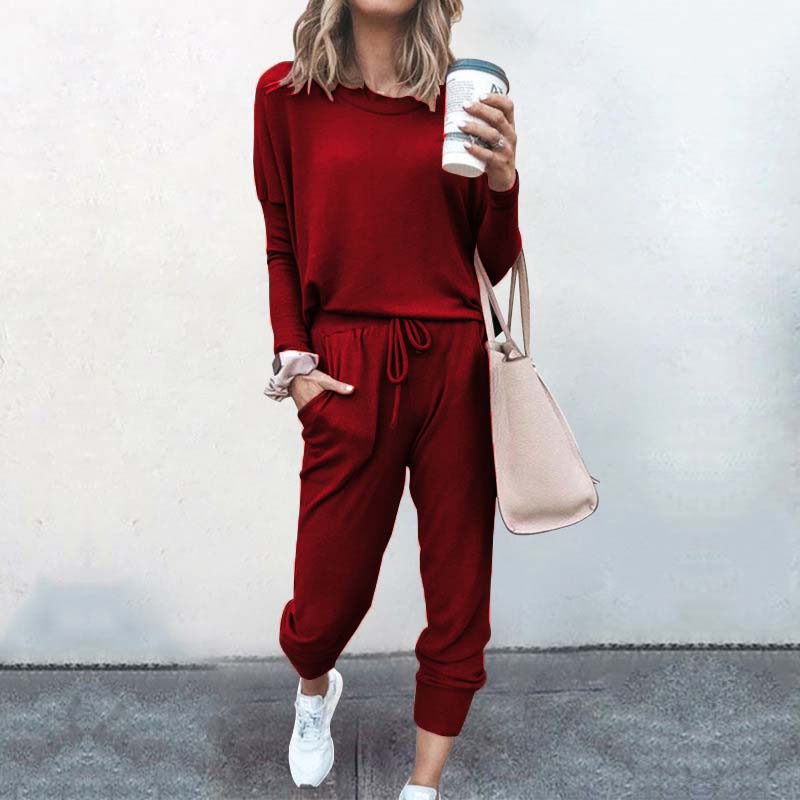 Cotton and Polyester O-Neck Pajamas Set