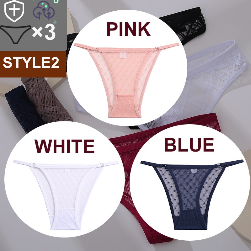Women's Sheer Lace Panties 3 Pcs Set