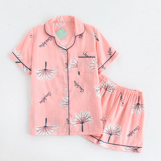 Cotton Short Sleeve Pajamas Women