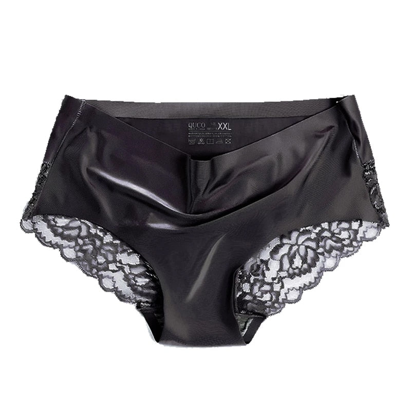 Women's Lace Trim Seamless Panties 3 Pcs