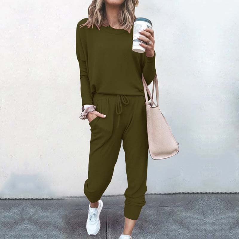 Cotton and Polyester O-Neck Pajamas Set