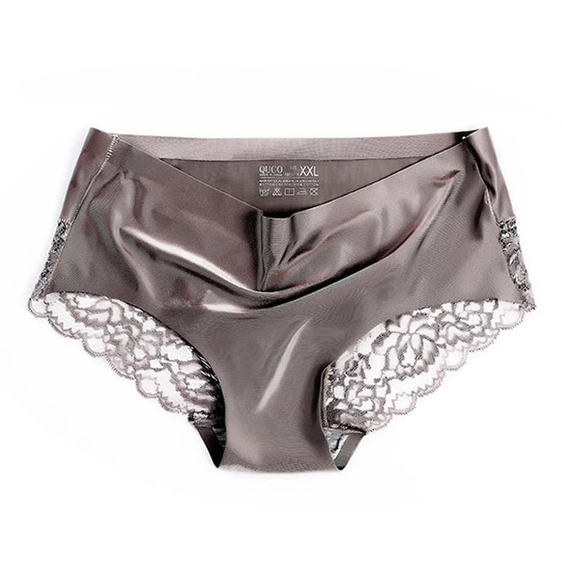 Women's Lace Trim Seamless Panties 3 Pcs