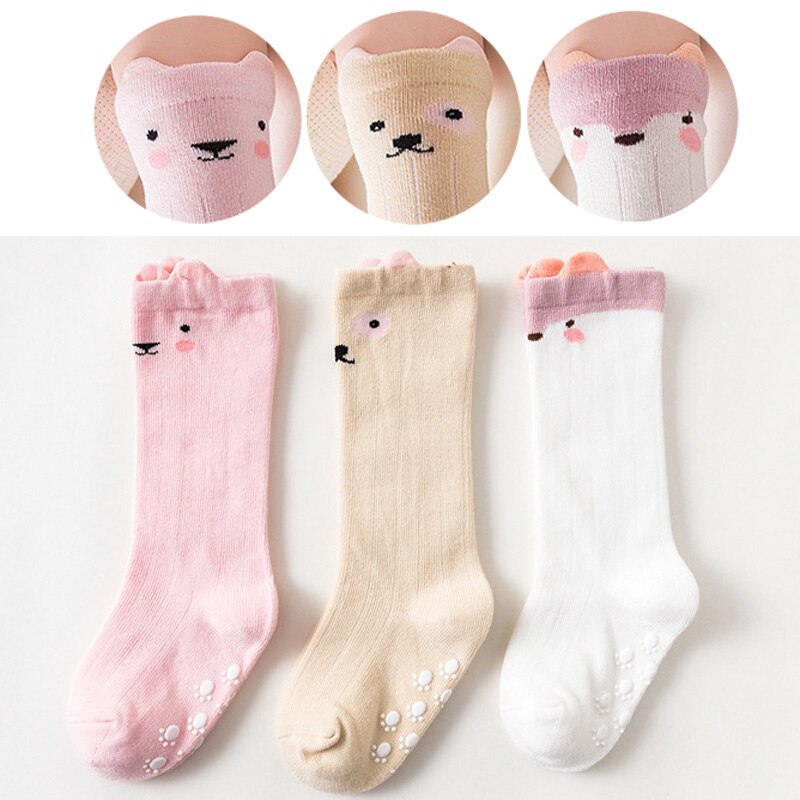 Knee Length Baby Anti Slip Socks 3 Pairs Set