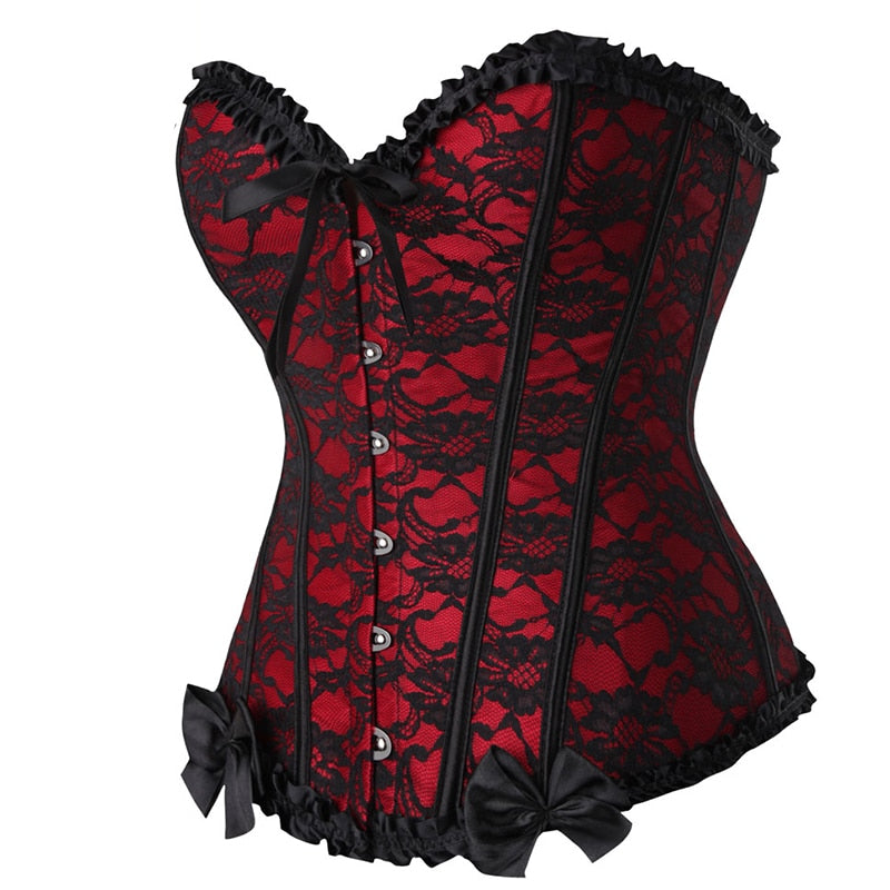 Red Mesh Grid Corset