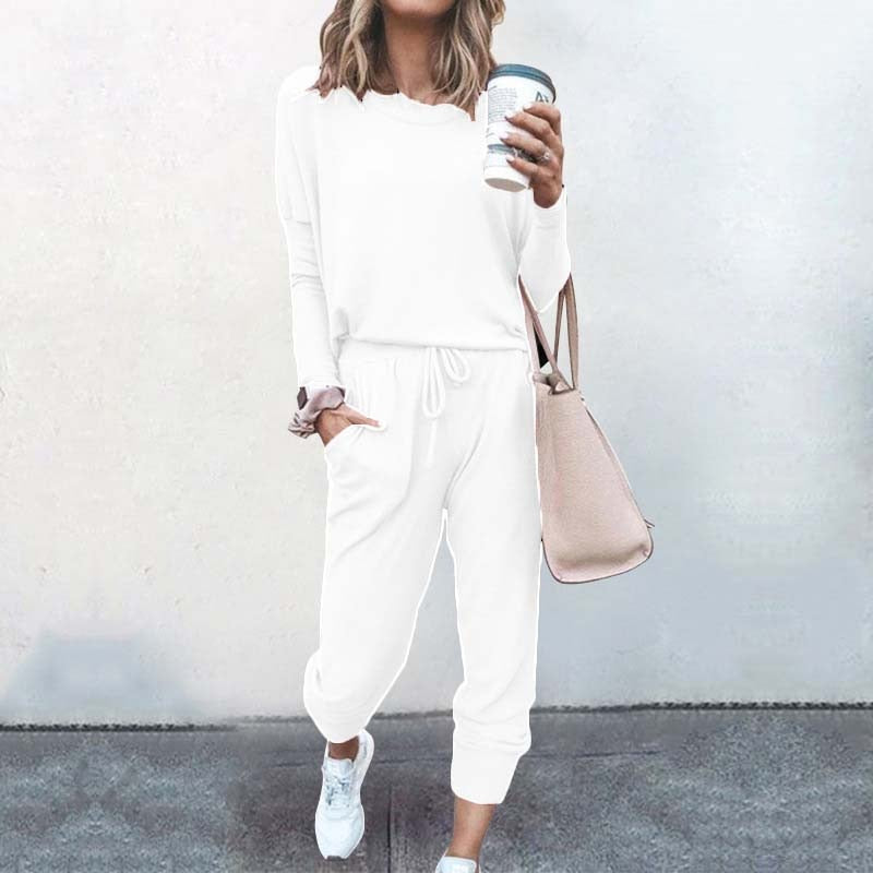 Cotton and Polyester O-Neck Pajamas Set