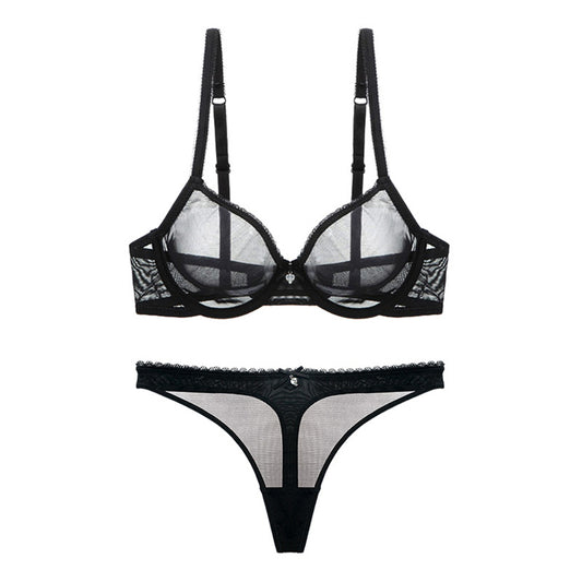 Women's Sheer Bra and Thong 2 Pcs Set