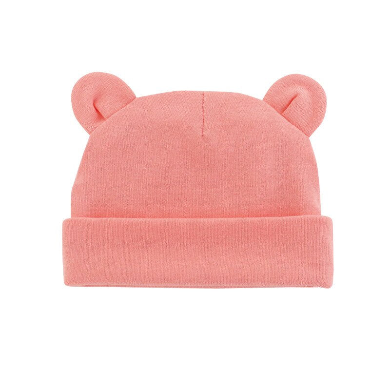 Solid Cotton Newborn Baby Hat with Ears